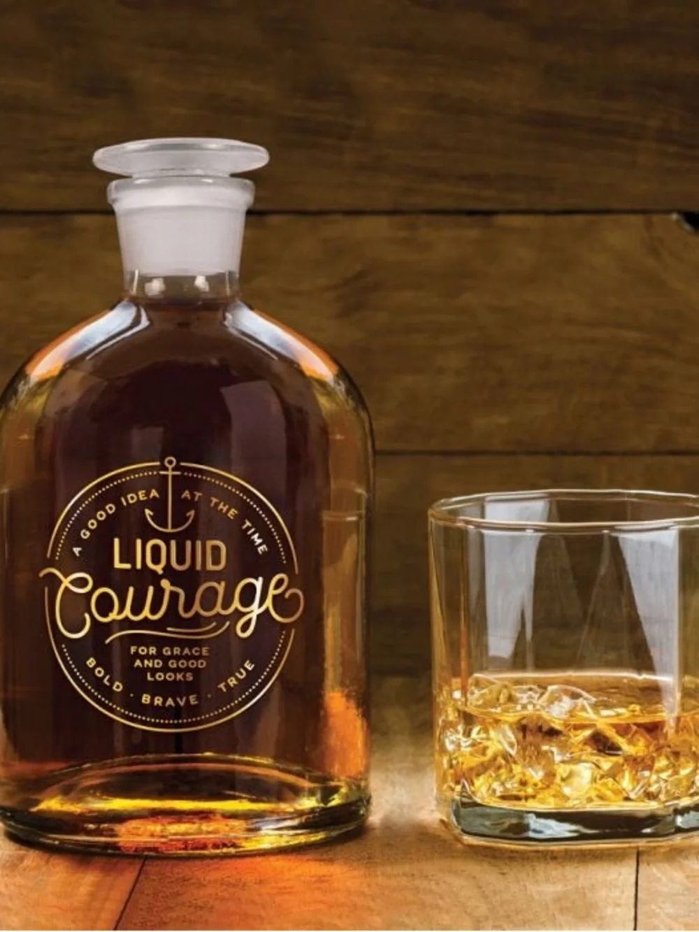 Fred Bottled Up Liquid Courage Glass Alcohol Decanter